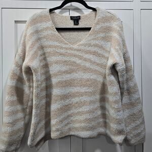 Rachel Zoe V-Neck Striped Cozy Sweater – Size XL